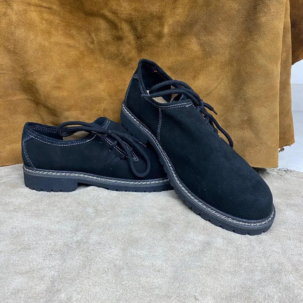 Men’s Lederhosen Shoes – Bavarian Trachten Suede Oktoberfest Black Boots NEW